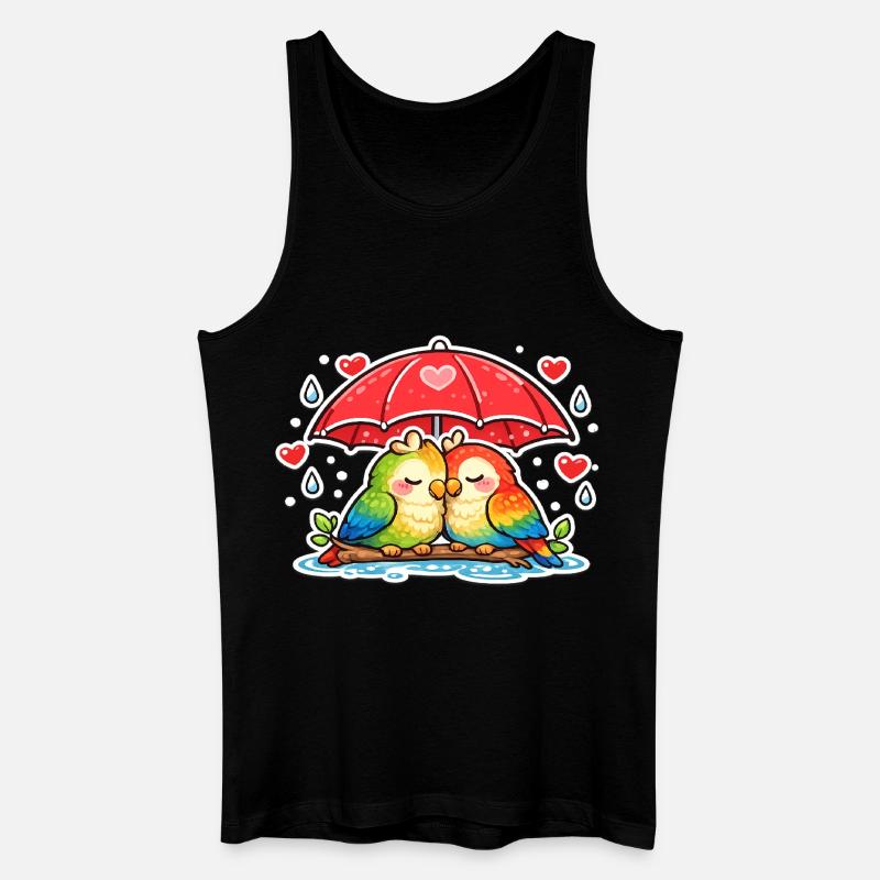 Herzpaar unter Regenschirm papagei - Männer Bio Tank Top - Schwarz