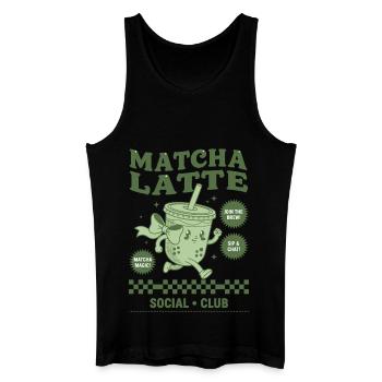 Matcha Latte Social Club Lustiger Grüner Matcha-Tee - Männer Bio Tank Top - Schwarz - Vorne