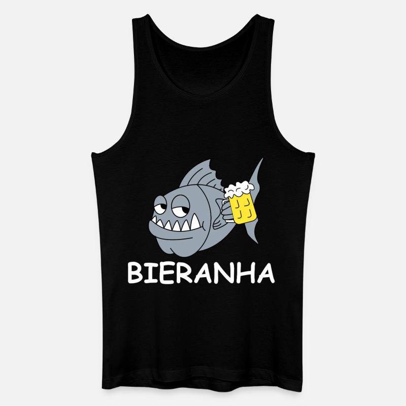 Bierpiranha Comic - Männer Bio Tank Top - Schwarz