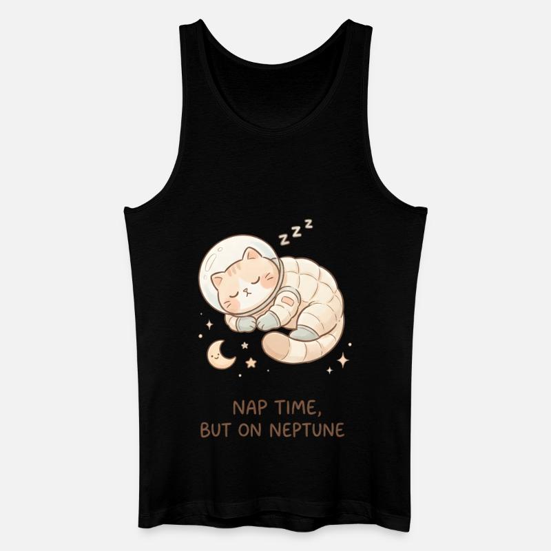 Nap Neptune | Chat de l’espace mignon - Débardeur bio Homme - noir