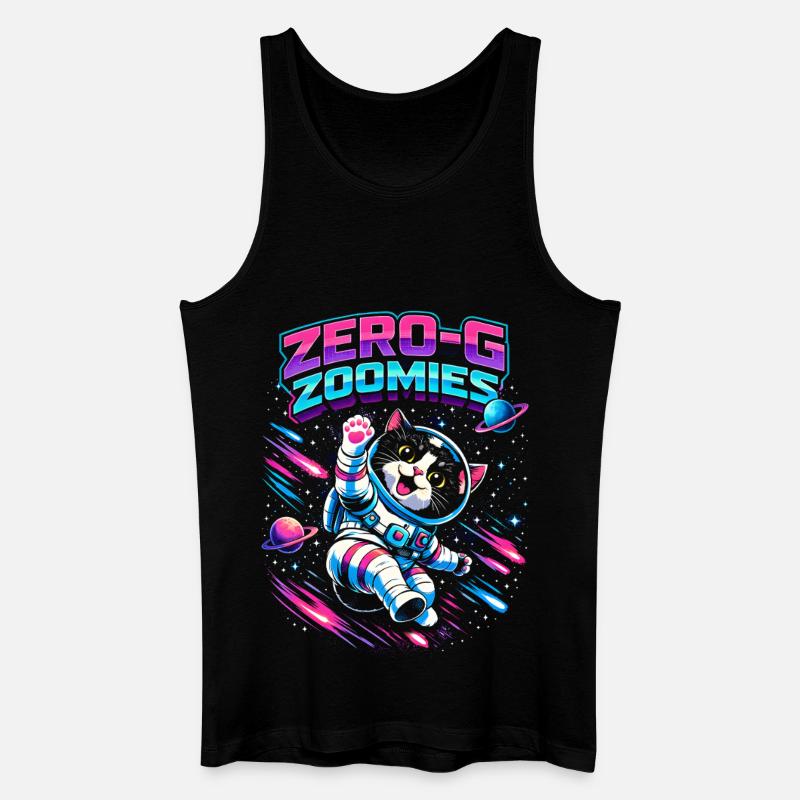 Null-G Zoomies | Humour spatial Astro Cat - Débardeur bio Homme - noir