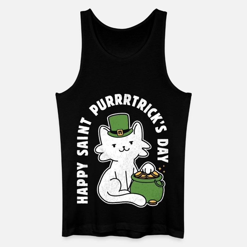 Frohen St. Purrrtrick's Day - Männer Bio Tank Top - Schwarz