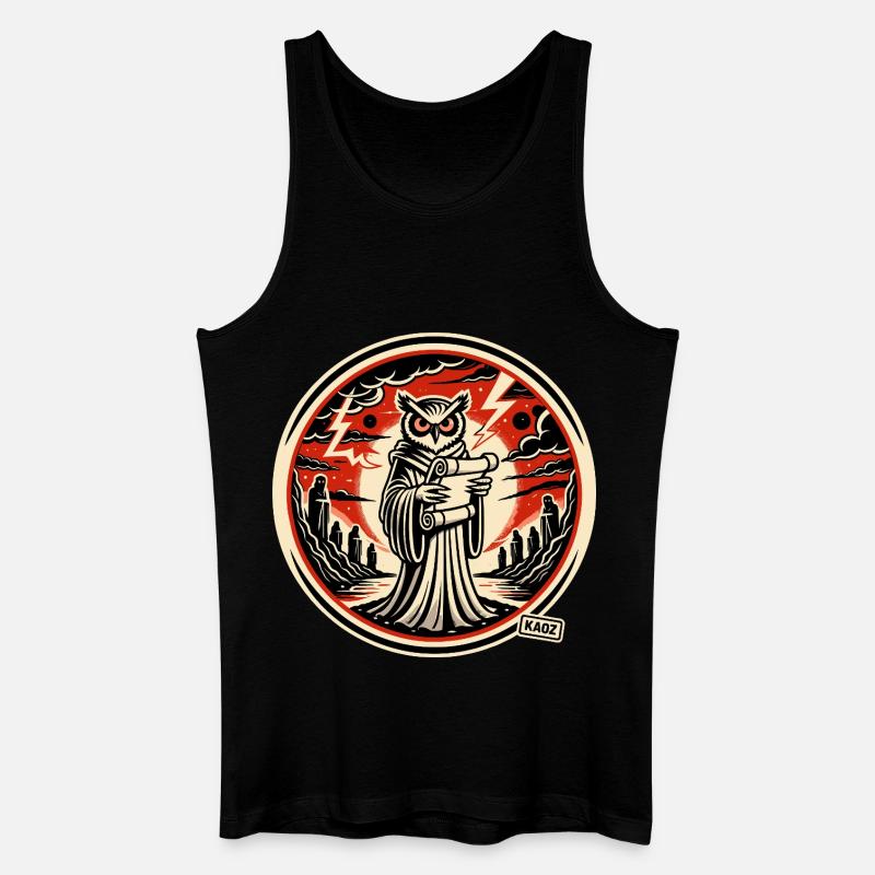Schlaue Eule mit Brief  - Männer Bio Tank Top - Schwarz