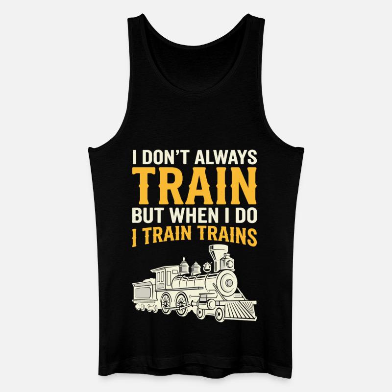 I Train Trains Dampflok Wortwitz - Männer Bio Tank Top - Schwarz