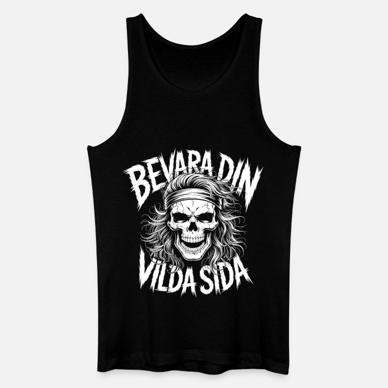 Vild Side-kranium - Økologisk tanktop til mænd - sort