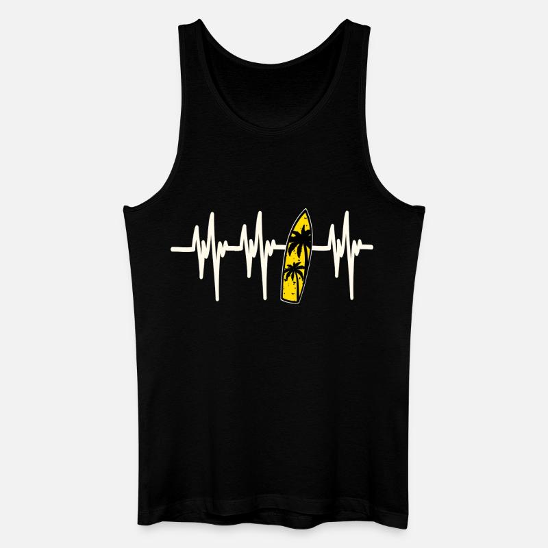 Heartbeat Surfing - Männer Bio Tank Top - Schwarz
