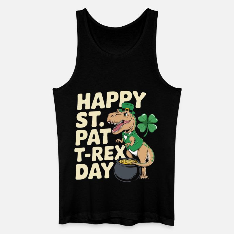 Dino Leprechaun St Patrick Day - Männer Bio Tank Top - Schwarz