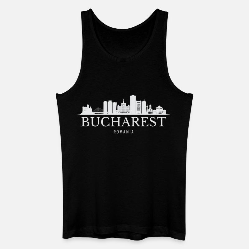 Bukarest Skyline, Bukarest, Rumänien - Männer Bio Tank Top - Schwarz