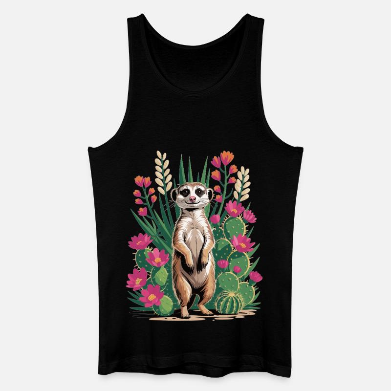 T-shirt suricate avec cactus - Cactus & fleurs - Débardeur bio Homme - noir