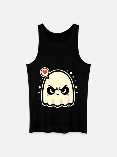 Angry Ghost with Heart Speech Bubble - Men’s Organic Tank Top - black