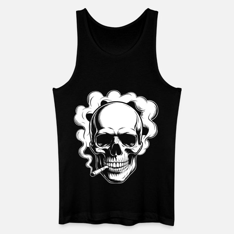 Smoking Skull Design - Männer Bio Tank Top - Schwarz