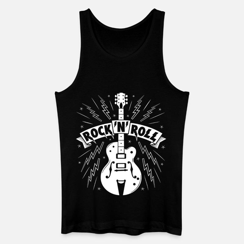 Rock'N'Roll-Banner mit Gitarre - Männer Bio Tank Top - Schwarz