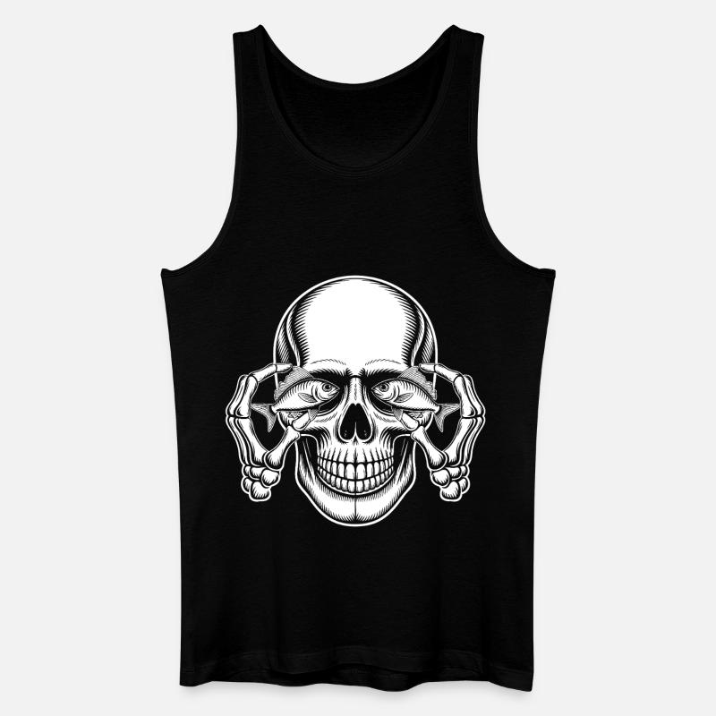 Skull mit Fischaugen - Männer Bio Tank Top - Schwarz