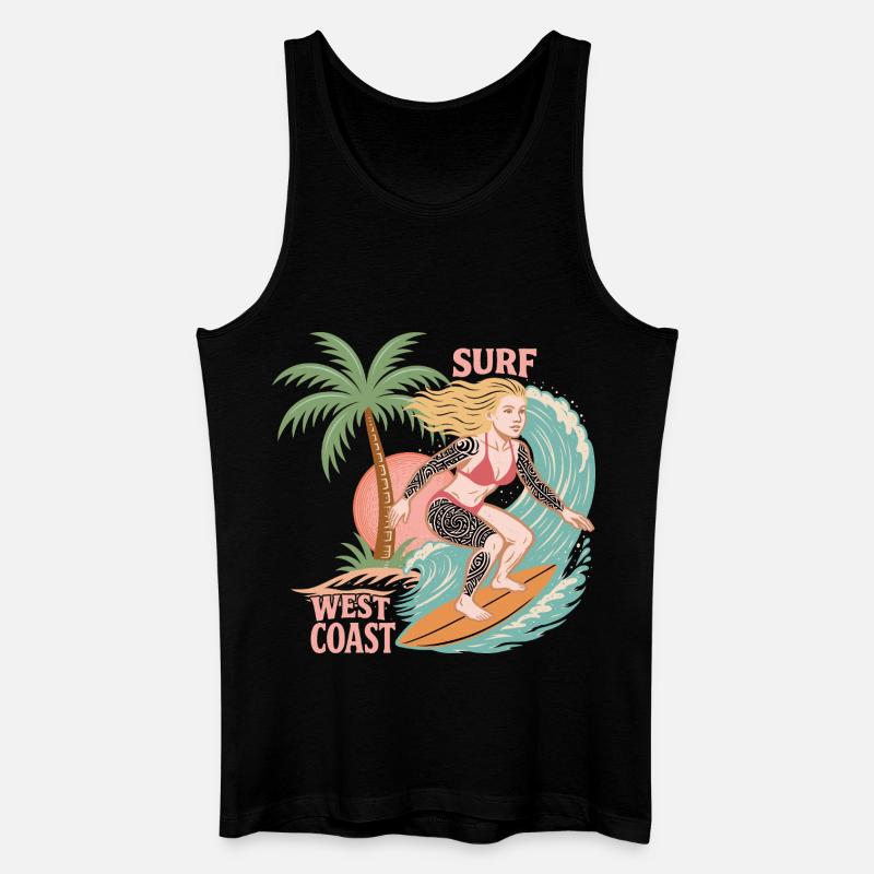 Surfen an der Westküste - Männer Bio Tank Top - Schwarz