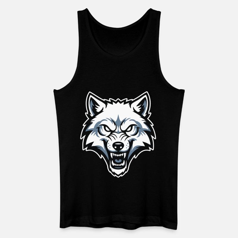 Wild Arctic White Wolf Maskottchen-Maskottchen-Logo - Männer Bio Tank Top - Schwarz