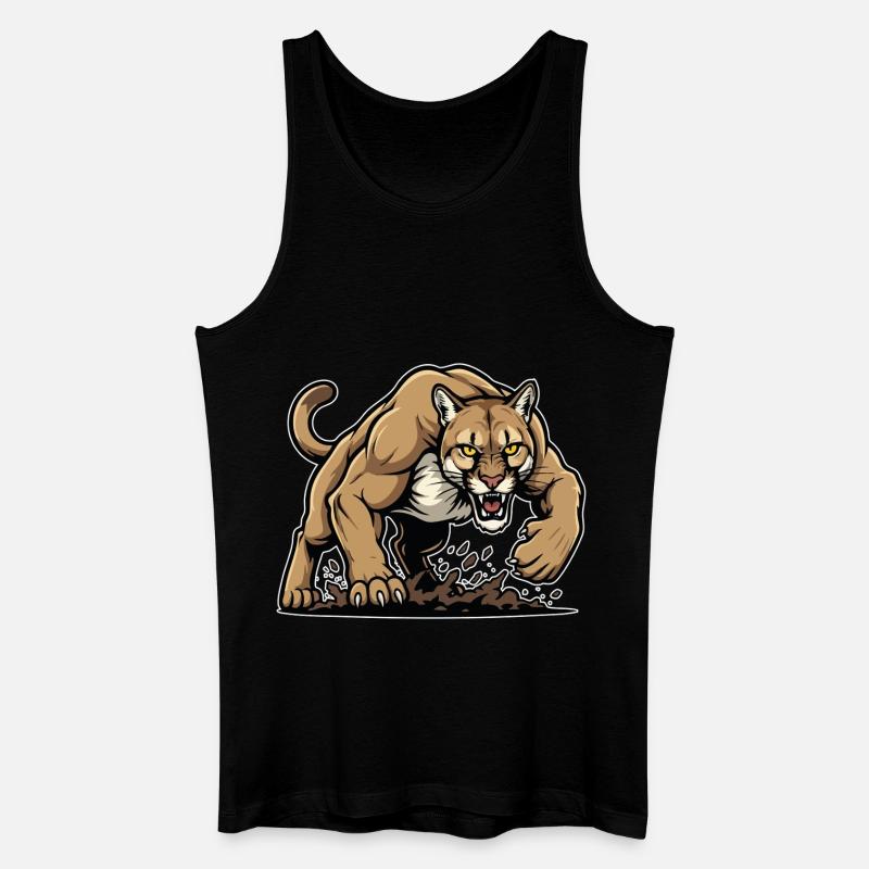 Cougar Berglöwe Wildmaskottchen - Männer Bio Tank Top - Schwarz