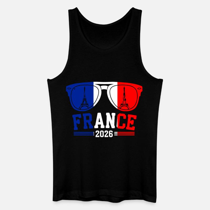 Frankreich 2026 Eiffelturm Brille - Männer Bio Tank Top - Schwarz