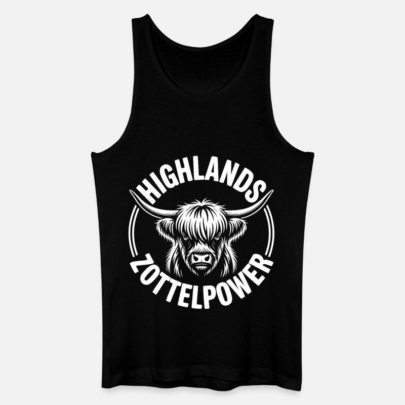 Highland Kuh Logo - Männer Bio Tank Top - Schwarz