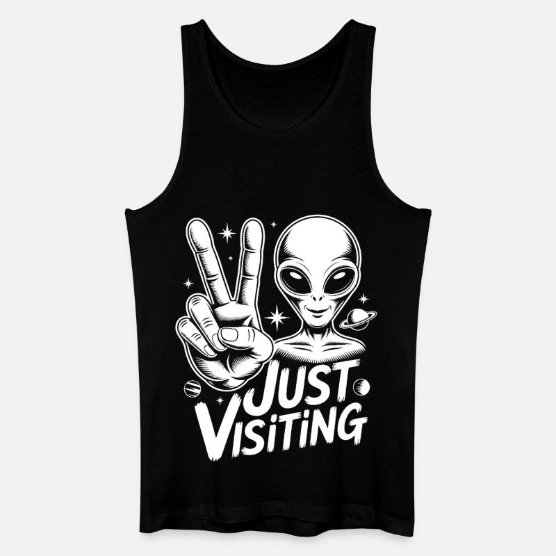 Alien Peace Visitor - Männer Bio Tank Top - Schwarz