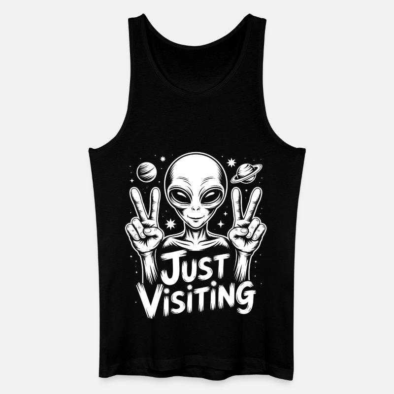 Alien Peace Visitor - Männer Bio Tank Top - Schwarz