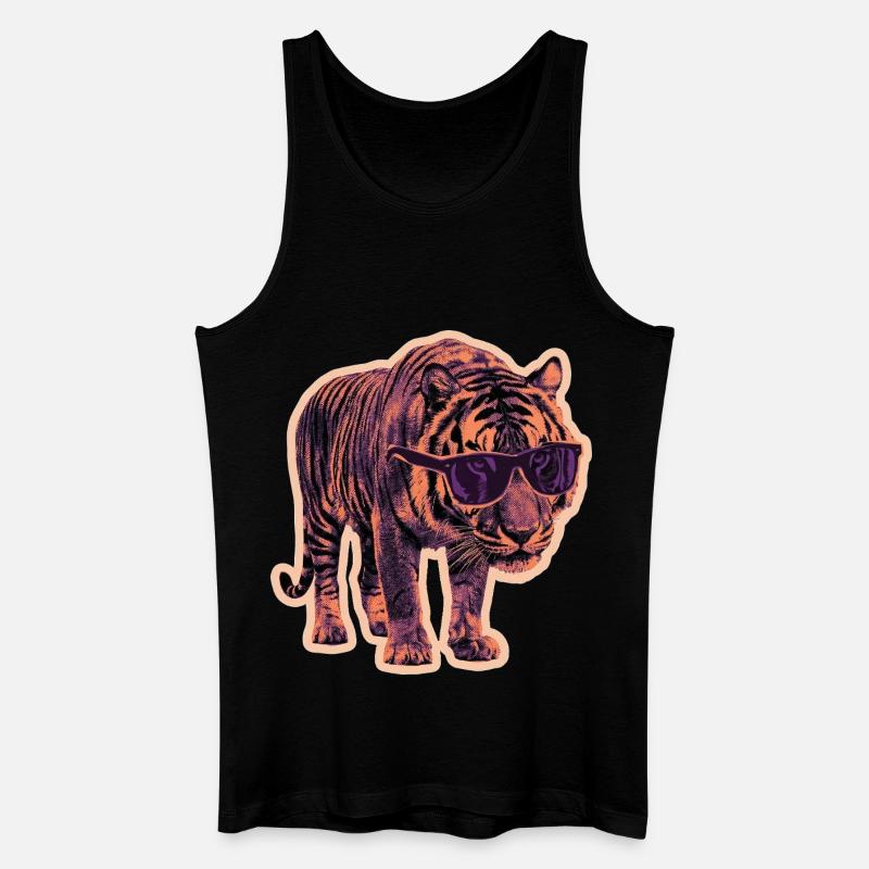 Tiger Sonnenbrille Risographie - Männer Bio Tank Top - Schwarz