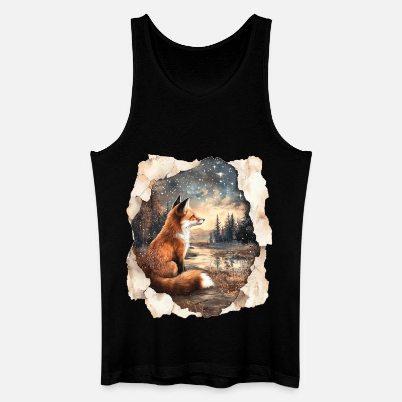 Fuchs Sterne - Männer Bio Tank Top - Schwarz