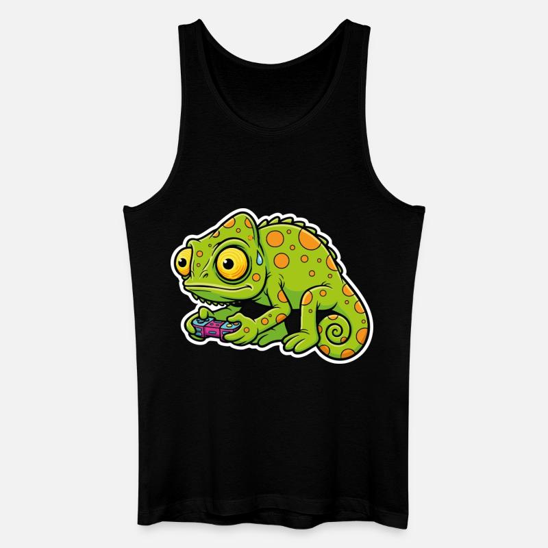 Chameleon Gamer Controller Videospiel-Maskottchen - Männer Bio Tank Top - Schwarz