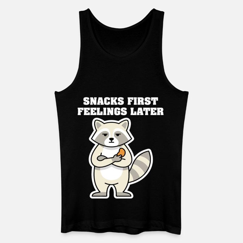 SNACKS FIRST FEELINGS LATER Waschbär - Männer Bio Tank Top - Schwarz