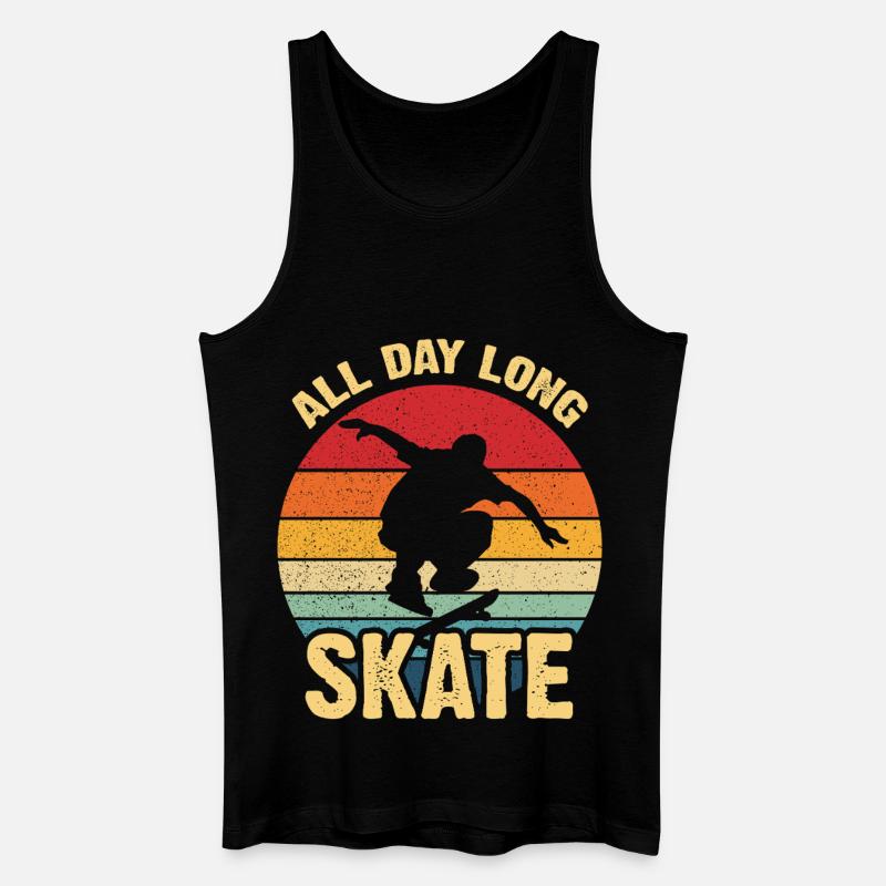 Ganztägiger Skate Retro Sunset - Männer Bio Tank Top - Schwarz