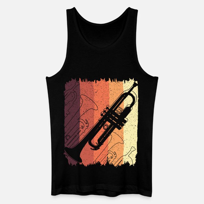 Trompetengraffiti auf Sunset Stripes - Männer Bio Tank Top - Schwarz