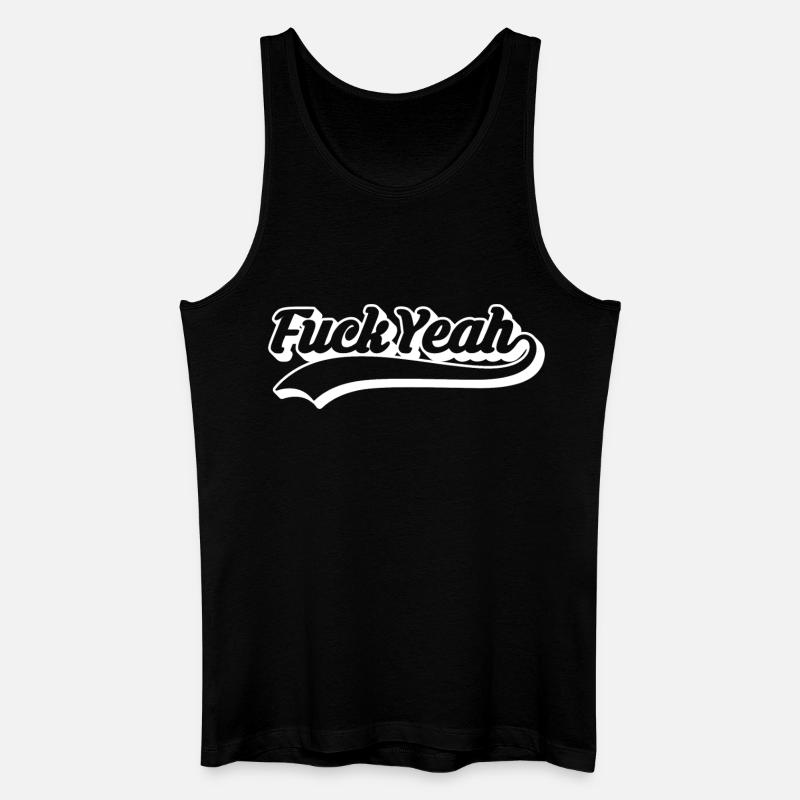 Retro Style 'Fuck Yeah' Script - Débardeur bio Homme - noir