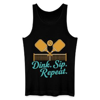 Pickleball Funny Player Dink Sip Repeat Paddles - Men’s Organic Tank Top - black - Front