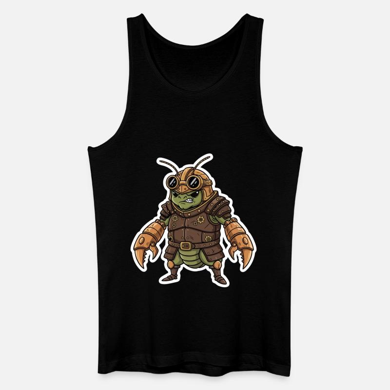 Steampunk-Krieger, gepanzerte Gottesanbeterin - Männer Bio Tank Top - Schwarz