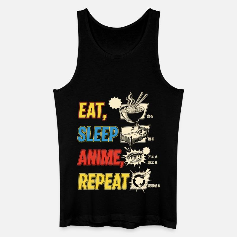 MANGER DORMIR ANIME RÉPÉTER - Débardeur bio Homme - noir