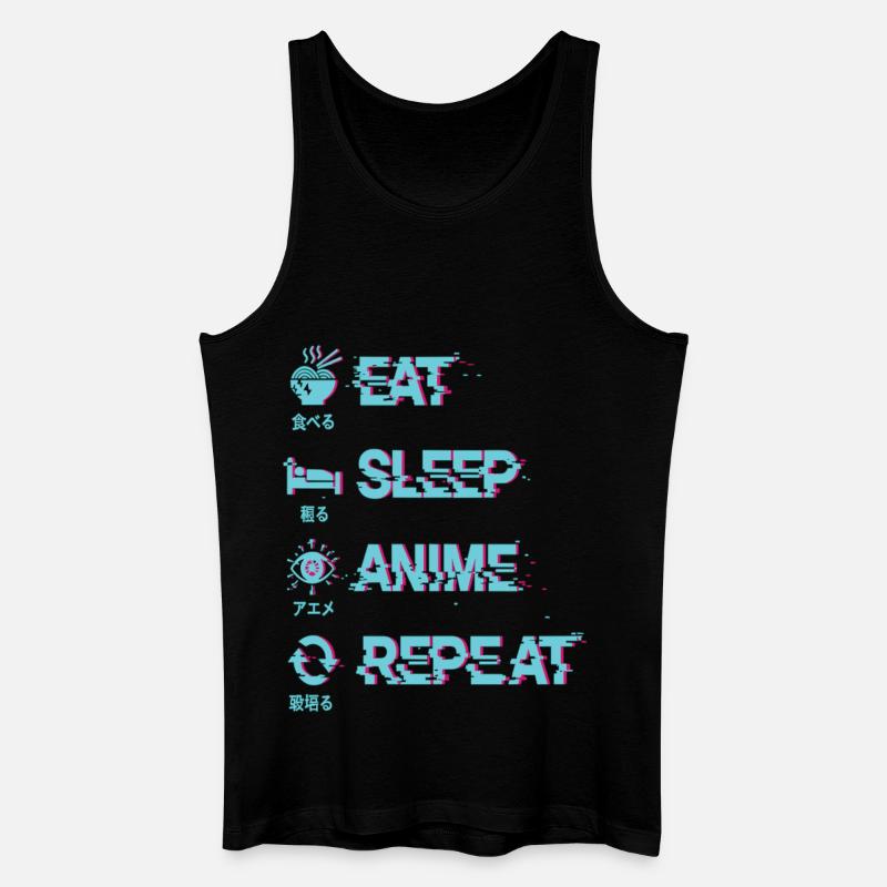 Eat Sleep Anime Repeat - Männer Bio Tank Top - Schwarz