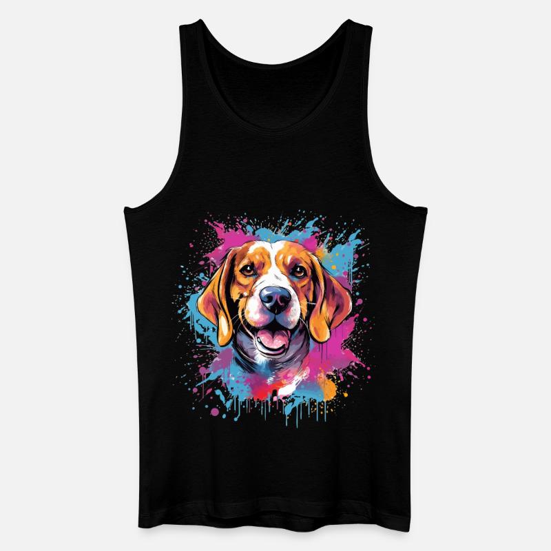 Bunter Beagle Splash Art Dog - Männer Bio Tank Top - Schwarz