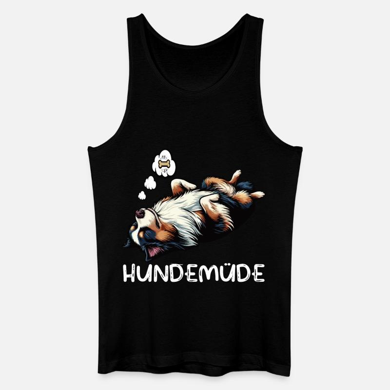 Hundemüde Australian Shepherd Aussie Aussiehalter - Männer Bio Tank Top - Schwarz