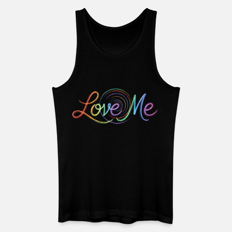 Love Me Say Farbenfroher Textzeichnung Kunstdruck - Männer Bio Tank Top - Schwarz