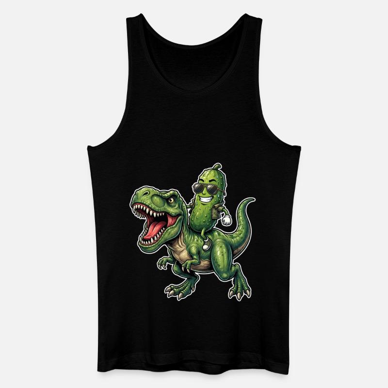 Saure Gurke reitet auf Dinosaurier - Männer Bio Tank Top - Schwarz