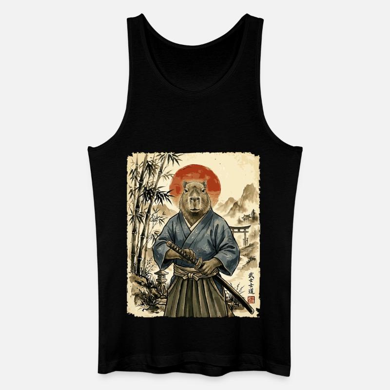 Samurai, Capybara, Japanische Kunst, Anime - Männer Bio Tank Top - Schwarz