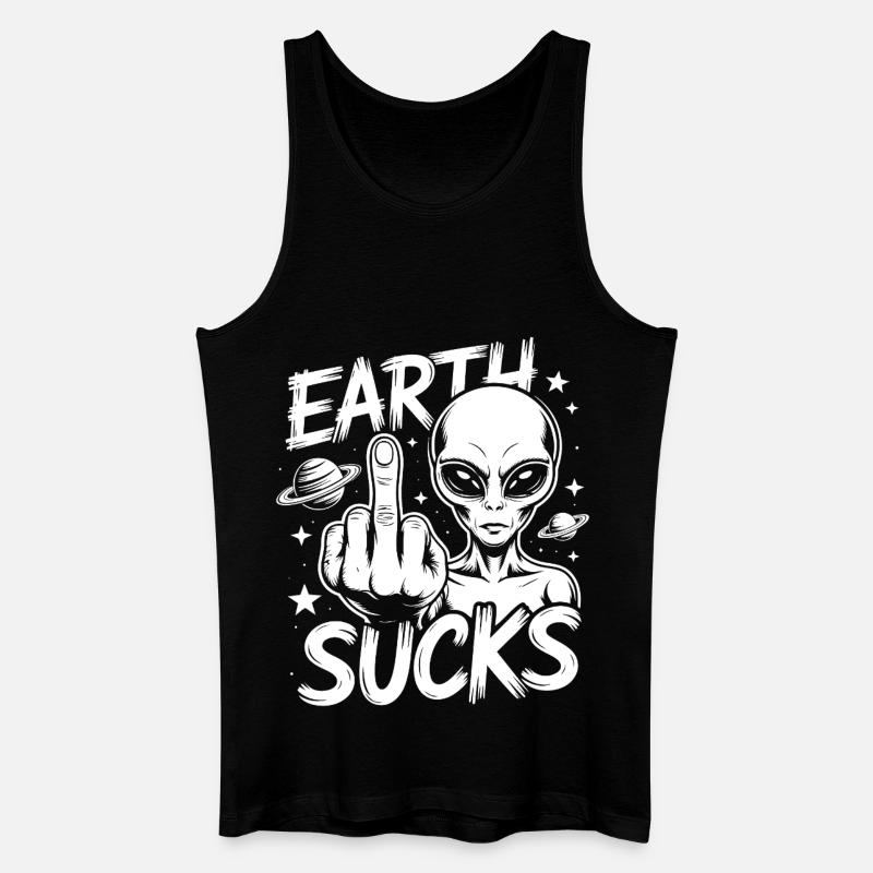 Alien Stinkefinger - Männer Bio Tank Top - Schwarz