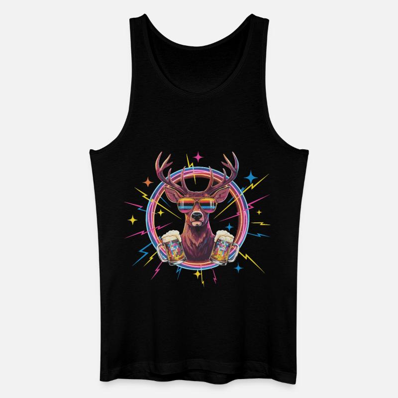 Retro Hirsch Disco Bier - Männer Bio Tank Top - Schwarz
