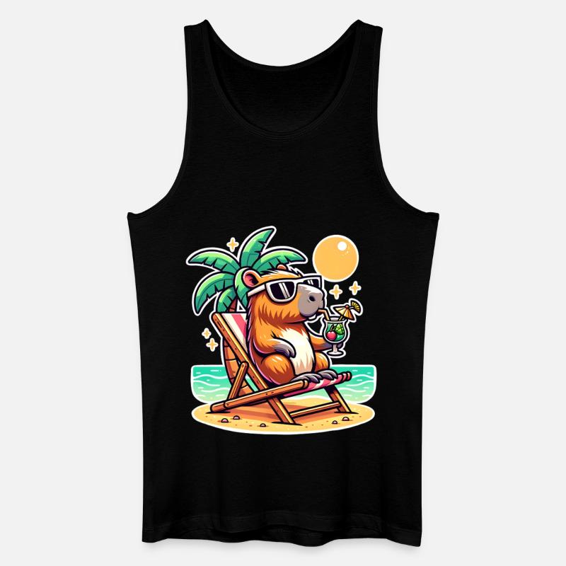 Capybara Urlaub - Männer Bio Tank Top - Schwarz