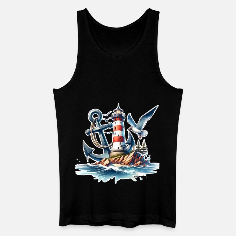 Leuchtturm Anker  - Männer Bio Tank Top - Schwarz