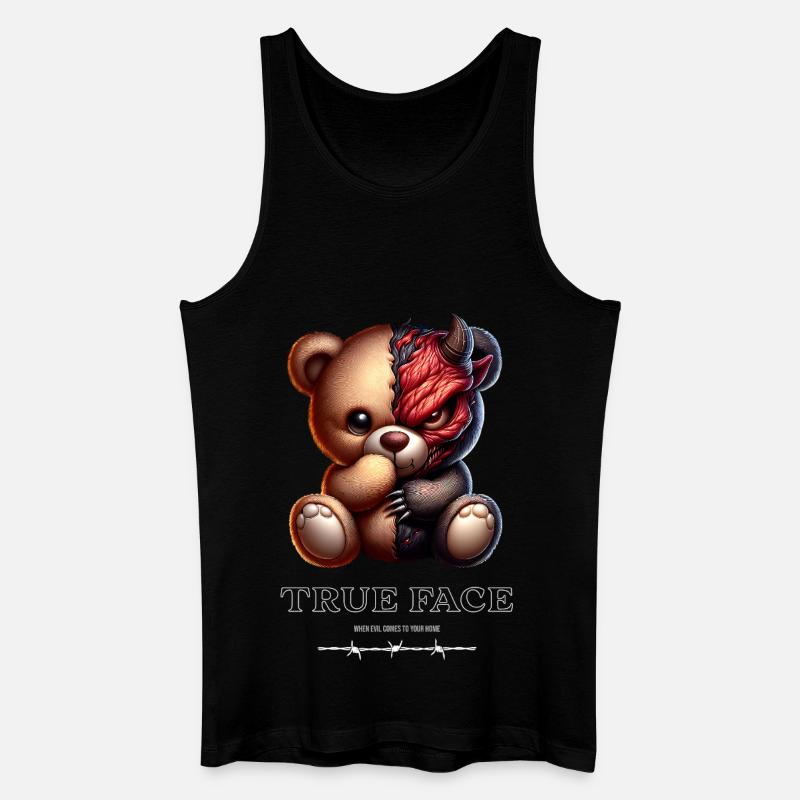 Doppelgesicht Bär: süß trifft Dämonisch - Männer Bio Tank Top - Schwarz