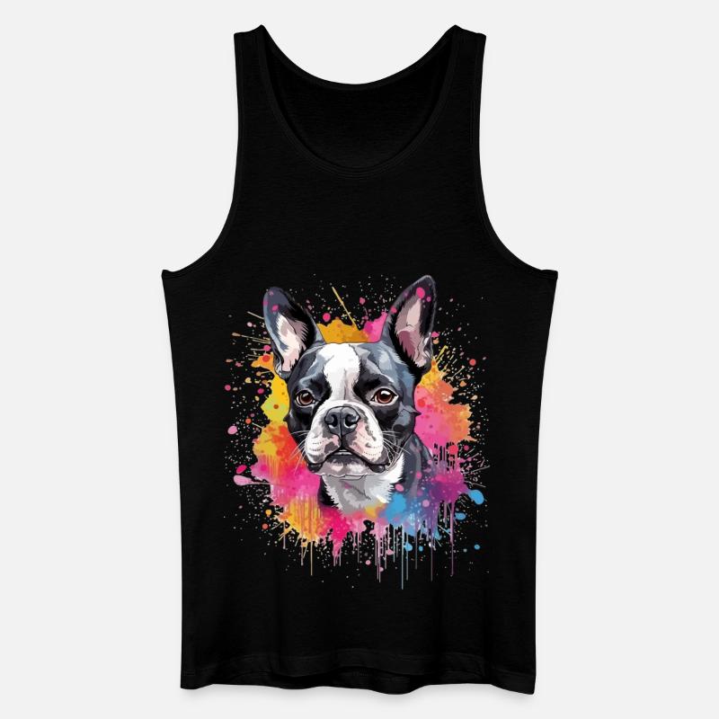 Bunte Splash Art Boston Terrier Hund - Männer Bio Tank Top - Schwarz