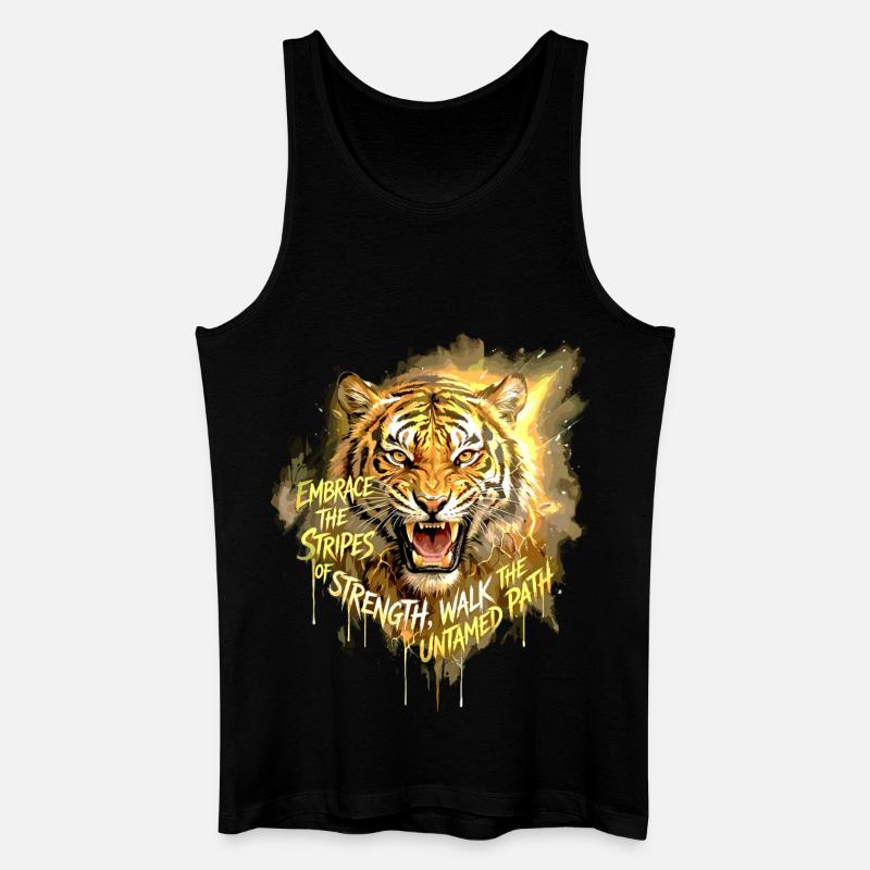 Tiger Strength Untamed Path Quote - Männer Bio Tank Top - Schwarz