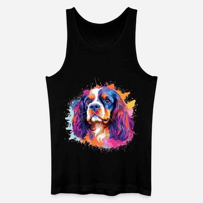 Vibrant Spaniel Splash Portrait - Men’s Organic Tank Top - black