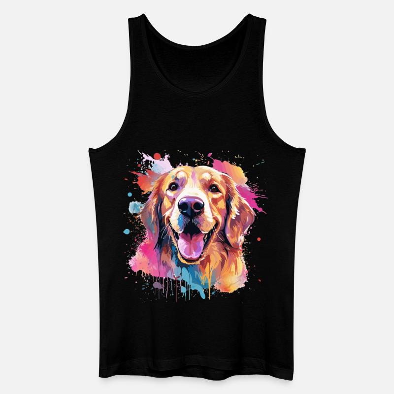 Golden Retriever Bunte Hunde-Splash-Kunst - Männer Bio Tank Top - Schwarz