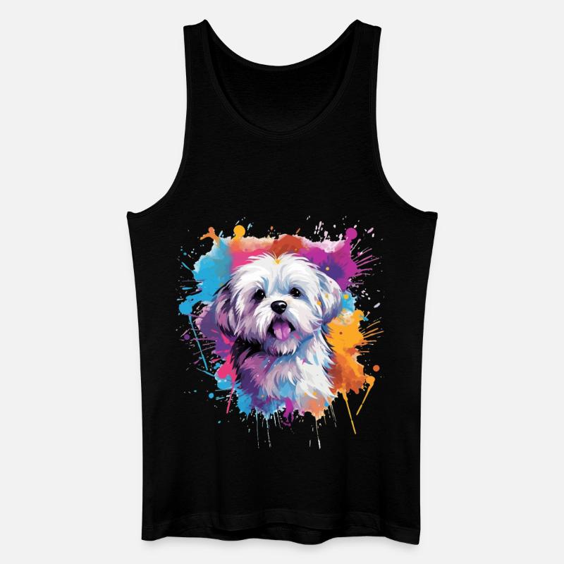 Farbenfrohe Spritzkunst Malteserhund - Männer Bio Tank Top - Schwarz